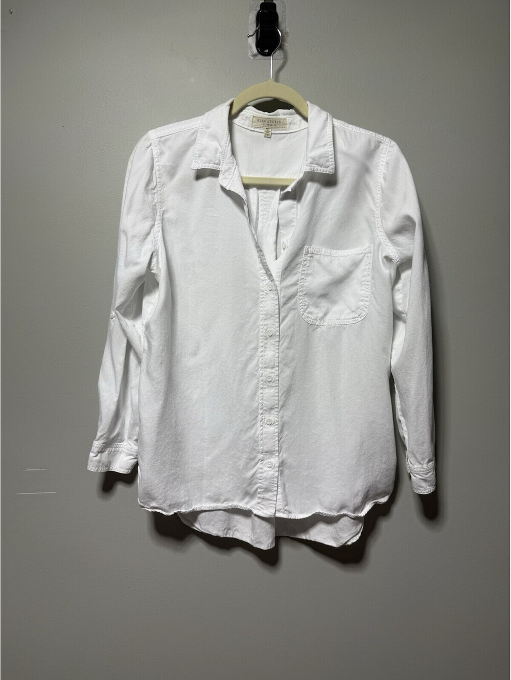 Side Stitch White Button Up Shirt PXS Minimalist Office Workwear